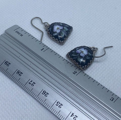 Vintage Earrings Rostov Finift Russian Enamel Painted Floral Dangle Silver Tone