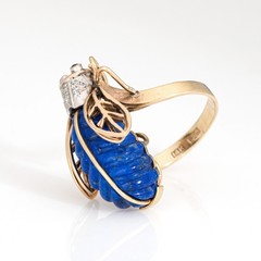 70s Vintage Diamond Insect Ring Sz 6 Large 14k Yellow Gold Fine Bee Jewelry