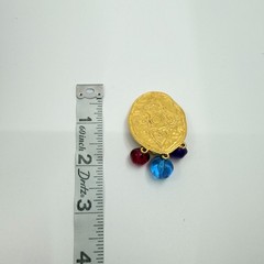 VTG Liz Claiborne Gold Tone Textured Heart Shield Colorful Glass Drop Earrings