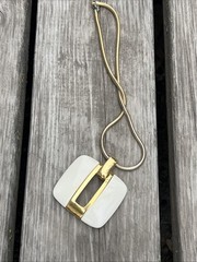 Vintage LANVIN IVORY KEYHOLE PENDANT NECKLACE