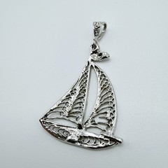 Vintage 925 Sterling Silver Filigree Nautical Sailboat Charm Pendant