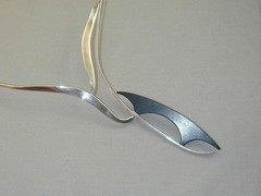 Fantastic Mid Century Modern Sterling Ebony Sculptural Mobile Necklace STATEMENT