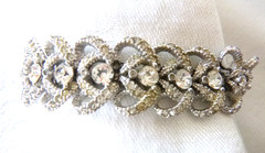 Stunning Vintage CINER Rhinestone Bracelet 6.75″ Foldover Clasp & Security Chain
