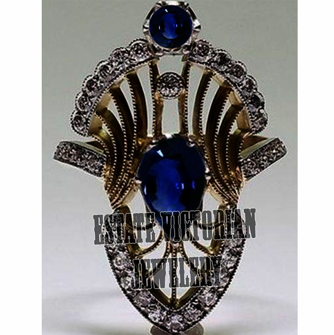 Stunning 1.07ctw Rose Cut Diamond Sapphire Studded Silver Victorian Ring Jewelry