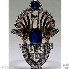 Stunning 1.07ctw Rose Cut Diamond Sapphire Studded Silver Victorian Ring Jewelry