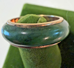 Vintage SOLID 14KT Gold Stamped Jade Size 8.5 Ring 4.66g New Old Stock!