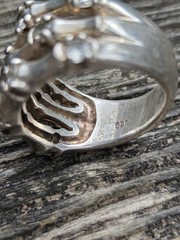 Vintage Sterling Silver Bamboo Ring Stacked 925 Size 7 IVY Thick Multi Band Mens