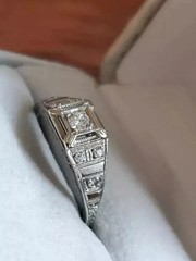 2.25Ct Art Deco Style Lab Created Diamond Anniversary Wedding 925 Silver Ring