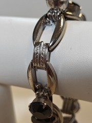 Juliana D & E Layered Jet Black Silvertone 5 Link Bracelet 6.50 BOOK Ref 1062