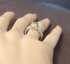 Vintage Platinum Engagement Ring 2.34ct.Natural Champagne Radiant Diamond GIA