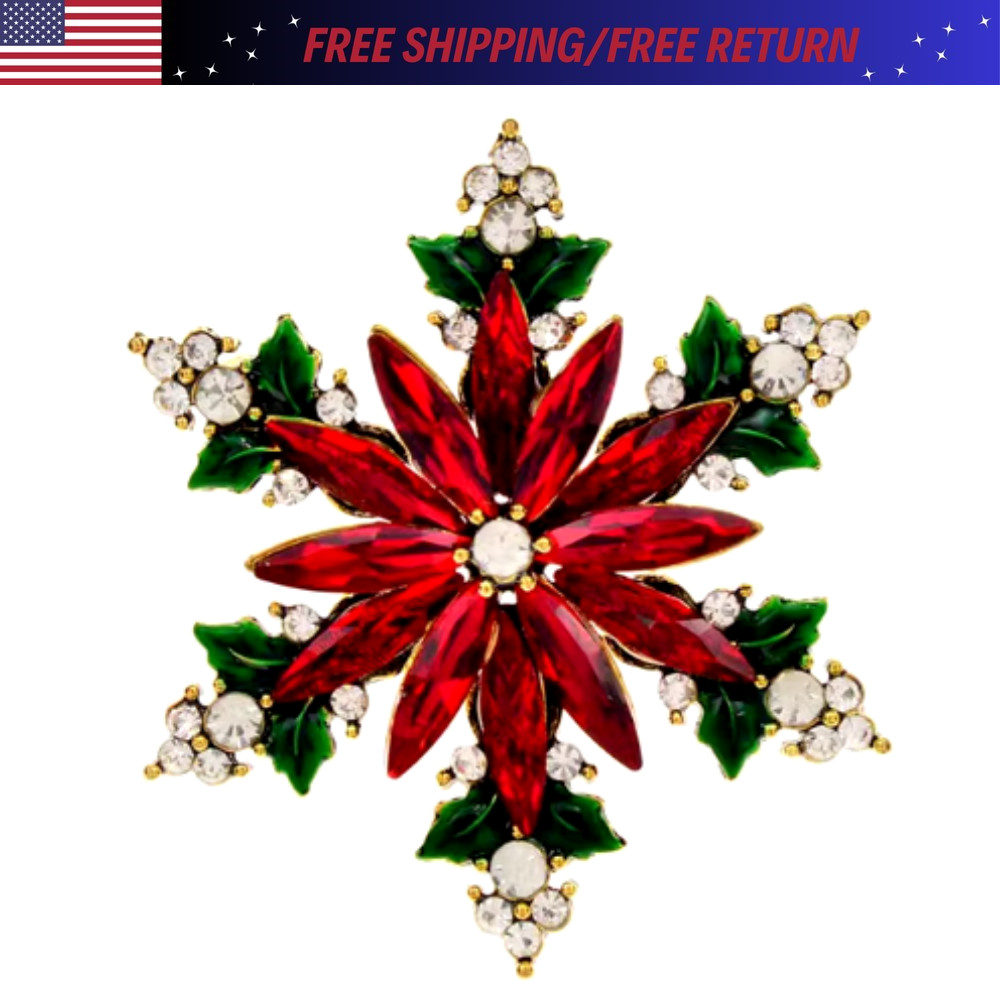 Sparkling Christmas Snowflake Brooch Delicate Rhinestone Badge Pin Fashion Women