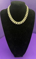 Vintage Heavy Chunky Chain Link Silvertone Choker Collar Necklace 16” SALE!