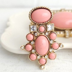 Vtg Elizabeth Taylor Avon Coral Brooch Clip Earrings Set Demi Parure Victorian