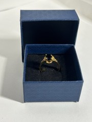 Vintage Black Cubic Zirconia Ring Gold Plated Womens Size 6.5