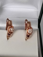 Vintage 1990-s 14 Ct Rolled Gold Zircons Earrings-Hallmarked 585 RG