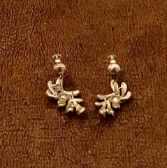 Vintage FRANCOIS Earrings Gold Tone Clip On Leaves Foliage Signed