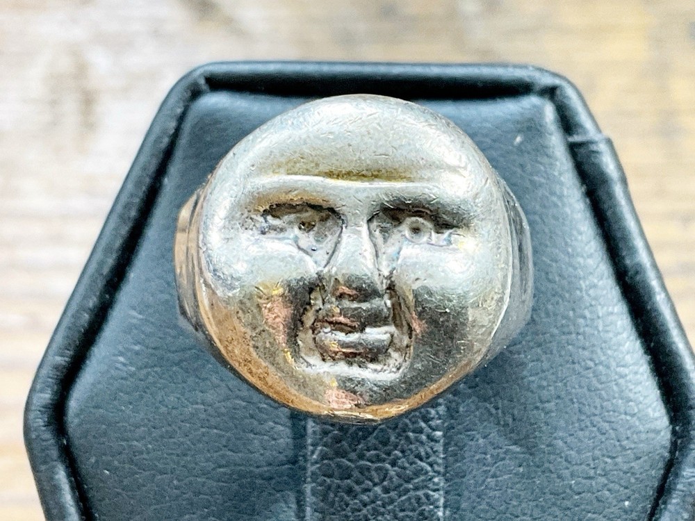 Vintage Sterling MOON FACE Ring Signed “Joe Dean” Size 6.25