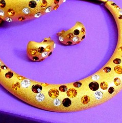 VTG RUNWAY LUXE JACKIE COLLINS GP SWAROVSKI CRYSTAL NECKLACE BRACELET EARRINGS