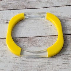 Vintage Bracelet Rounded Square Shape Yellow & Clear Retro