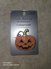 SUGARFIX by BaubleBar Looking Gourd Pumpkin Halloween Enameled Brooch Pin New!