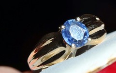 14k yellow gold 0.60ct tanzanite solitaire size 6 ring heated vintage 3.30gr