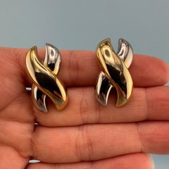 Vintage Clip On Earrings Lot Gold Silver Two Tone Huggie X Shape Leaf Climber