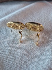 Vintage Napier Post/Clip-on 1 Inch Earrings With Cream Ston On Gold