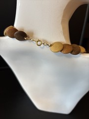Vintage Exotic Wood Disc Bead Necklace 20” Retro Boho Bohemian