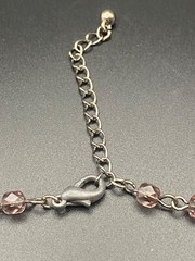 Vintage-Inspired Necklace Silver Tone Chain Beaded Circle Pendant Lobster Clasp
