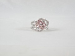 Vintage Sterling Silver 925 Peach Irradiated Morganite Statement Ring Size 6