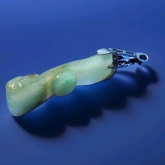 ORIGINAL Antique Green JADE DIAMOND Art Deco Pendant SOLID PLATINUM Medallion