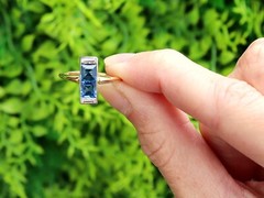 1.50Ct Sapphire and 0.24Ct Diamond 18k Yellow Gold Dress Ring Circa 1930