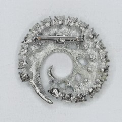 Brooch Icy Aquamarine Rhinestones Paisley Swirl Brooch Prong Set