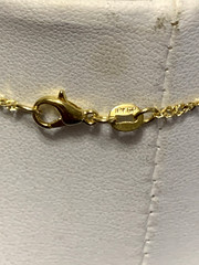 LAST ONE*RARE-ANT.EGYPT REVIVAL GOLD AURORA CZECH GLASS FISH TRIANGLE NECKLACE.g