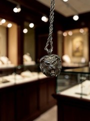1970s Vintage Sterling Silver Lion Head Pendant On 18 Inch Sterling Chain