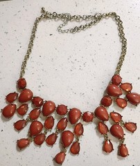 3 Orange/ Coral Gold And Silver Tone Necklace Lot