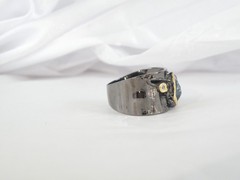 Brutalist Sterling Silver 925 Raw Natural Sapphire Modernist Size 9 Ring