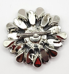 Possible D&E Juliana Green Smoky Navette Rhinestone Starburst Brooch Unsigned