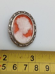 Vintage Glass Intaglio Cameo Sterling Silver 925 Brooch Pin 1.50″