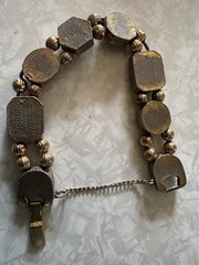 Victorian Revival Goldette Slide Charm Bracelet Signed Vintage