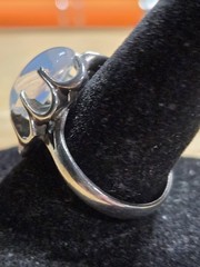 Vintage Sterling Silver Opalite Ring Scalloped Setting Size 7.5 5.29g