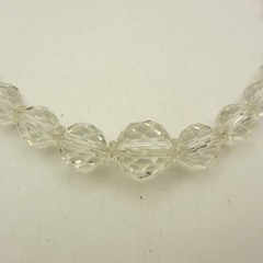 Vintage Glass Bead Necklace Graduated Faceted Crystal Choker 15 Inch