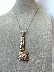 VTG Silver 18KGP herringbone chain 90s lighthouse starfish beach pendant cruise