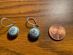 Vintage Russian Enamel Rostov Finift Filigree Round Earrings 1988
