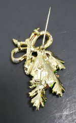 Enamel Pine Cone Fir Branch Bow Holiday Christmas Pin Brooch Gerrys Goldtone 2″