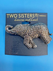 Two Sisters Medici Lauren & Leah Jewelry Designs Elephant Brooch Silver-Tone VTG