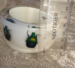 HUGE Kolos Designs Egyptian Revival Resin Lucite REAL Beetle Bug Estate Bracelet