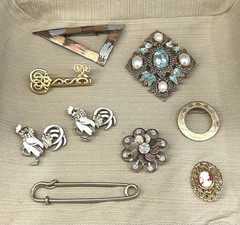 Lot of 9 Assorted Vintage Brooches