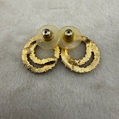 Vintage Rhinestone Pierced Earrings Gold Tone Blue Sparkle