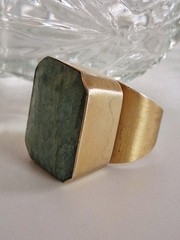 Vintage Huge Heavy Nephrite Jade Statement Ring Sz 9.5 Vermeil Sterling Silver